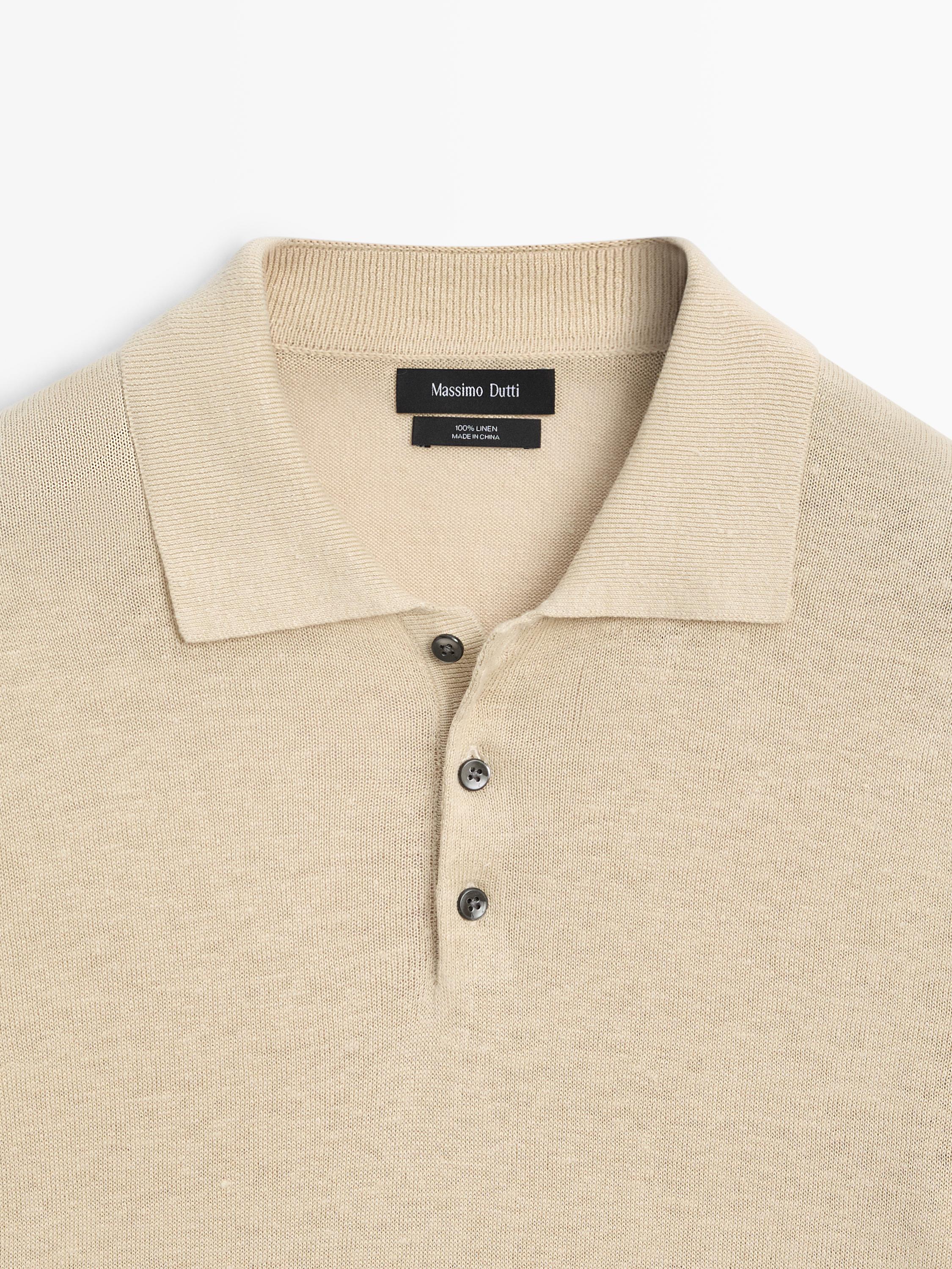 Linen knit polo sweater
